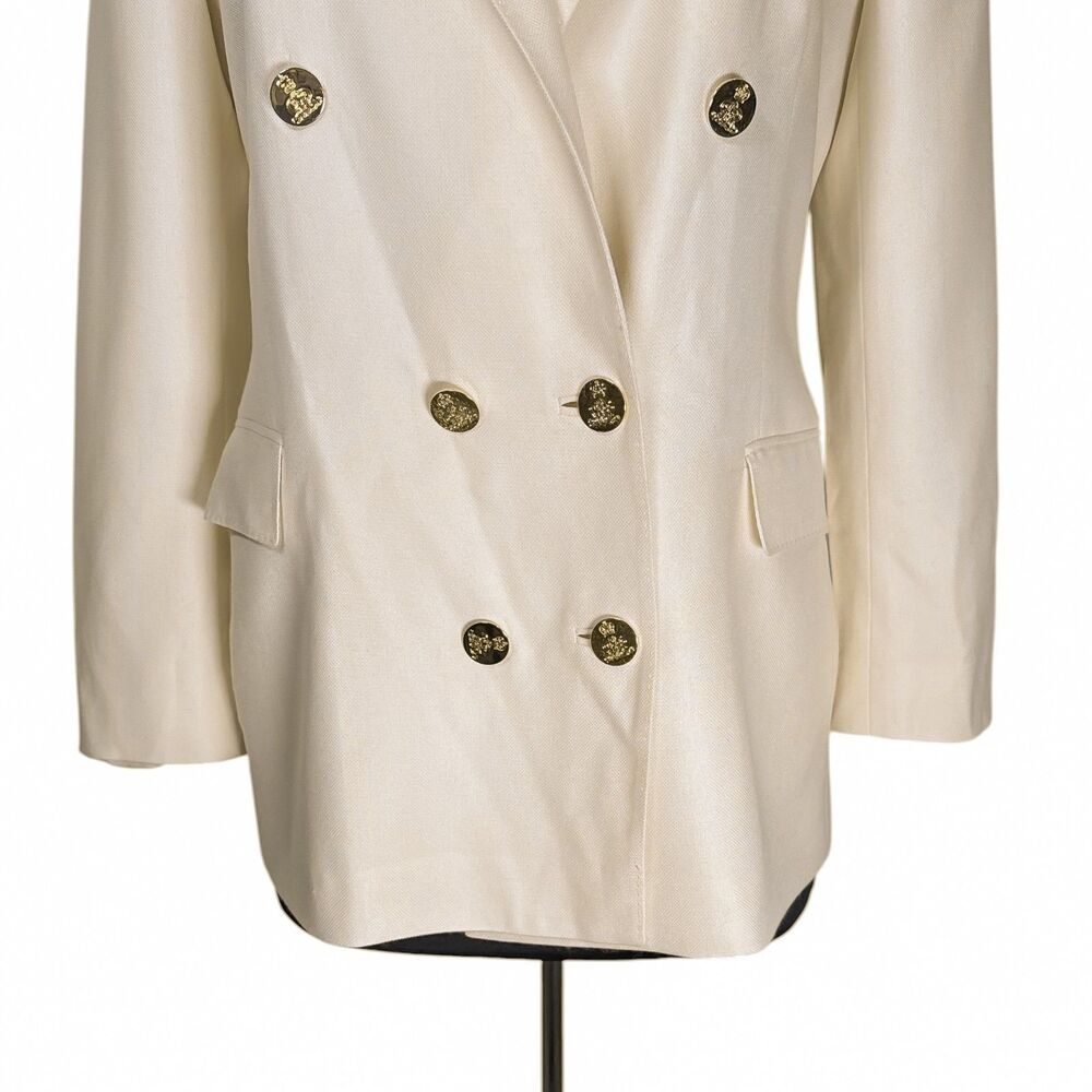 Ralph Lauren Purple Label Cashmere Blazer 10 Cream Double Breasted USA Silk - Picture 8 of 14
